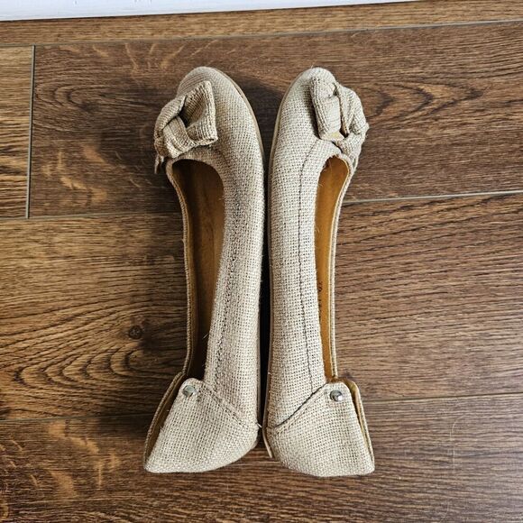 LIVIE AND LUCA Women's 9.5 Jute Burlap Bow Delicate Feminine Flats Nola - Picture 6 of 9